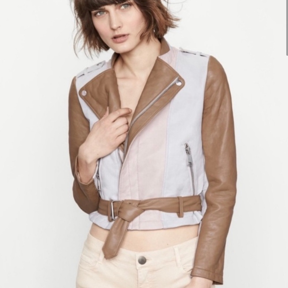 Maje Lamb Leather Moto Jacket